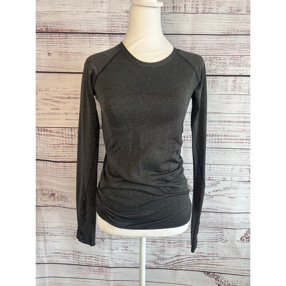 Lululemon Swiftly Tech Long-Sleeve Shirt Black with Sparkle Size 6